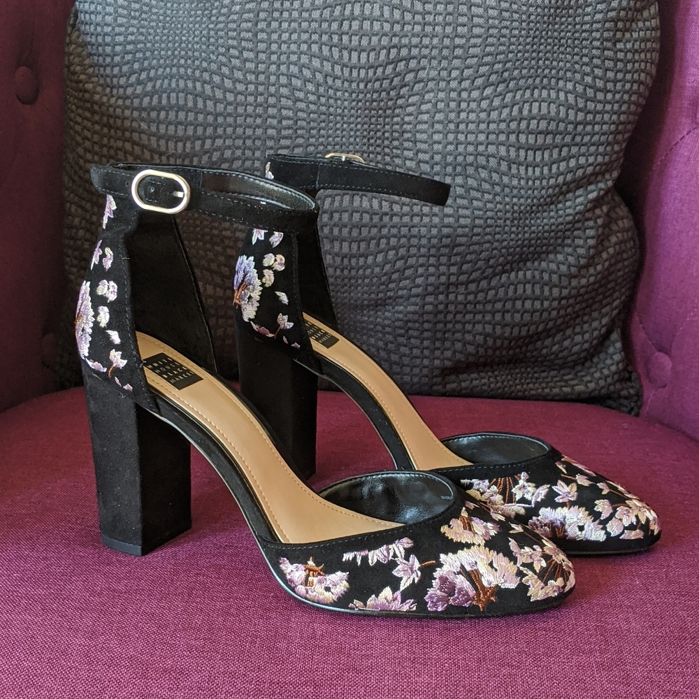 WHBM Embroidered Heels WITH BOX